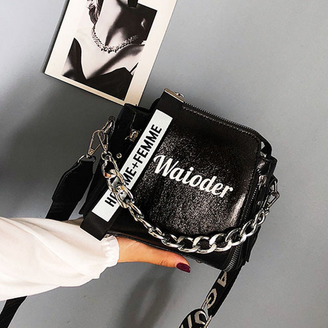 Harajuku Style Women’s Letter Crossbody Bucket Bag