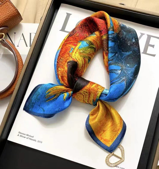 Versatile Mulberry Silk Small Square Scarf - Harajuku Style