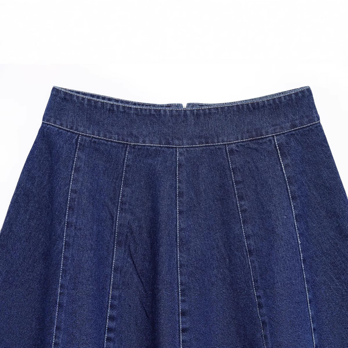 Harajuku Style Bright Thread Zipper Denim Skirt
