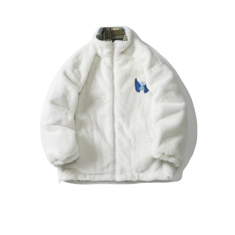 Reversible Imitation Rabbit Plush Coat - Harajuku Style