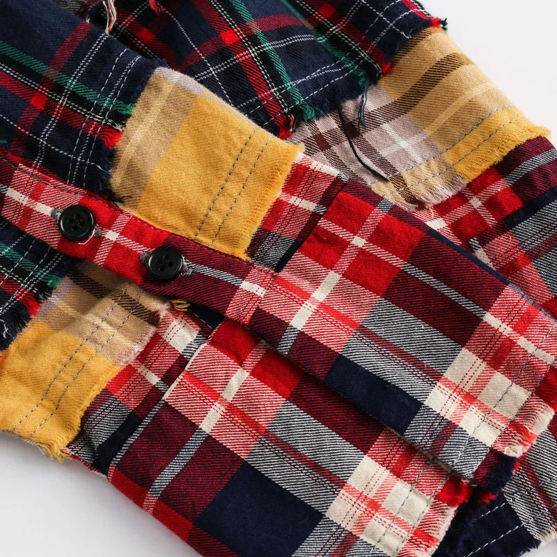 Harajuku Broken Patchwork Plaid Shirt