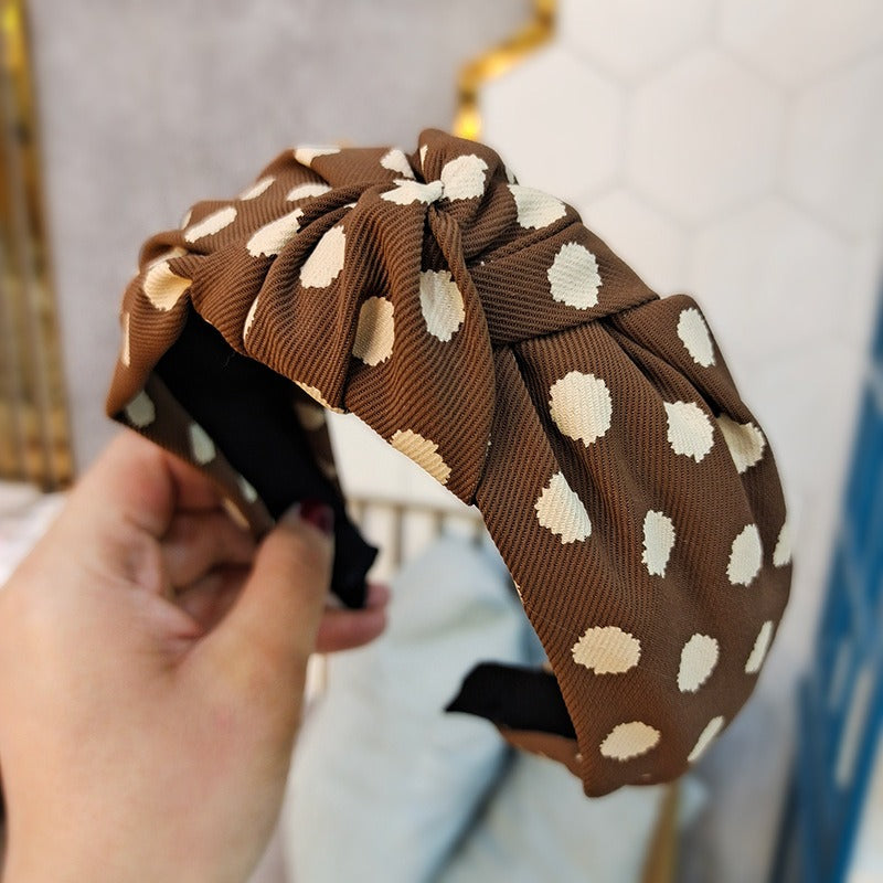 High-End Wide-Brimmed Polka Dot Face Wash Headband