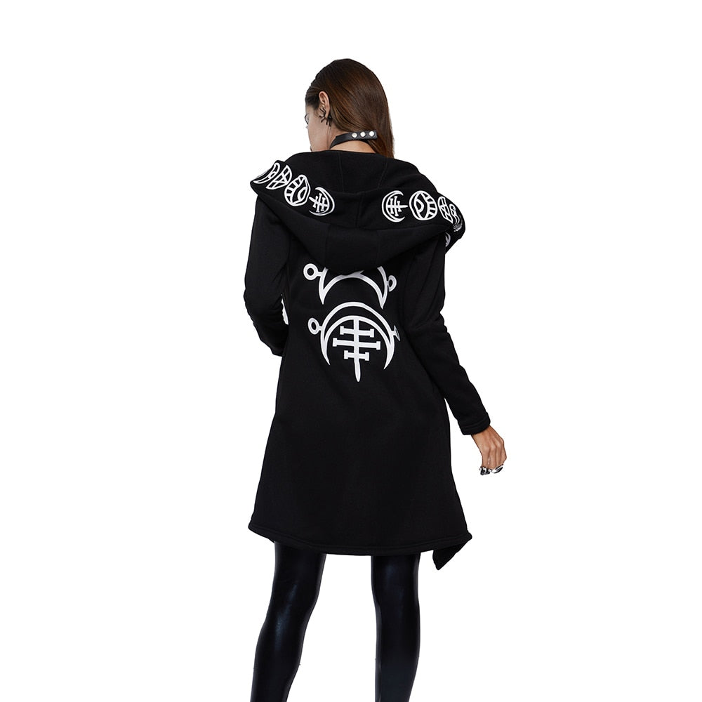 Gothic Chic Black Plus Size Hooded Sweatshirt for Women