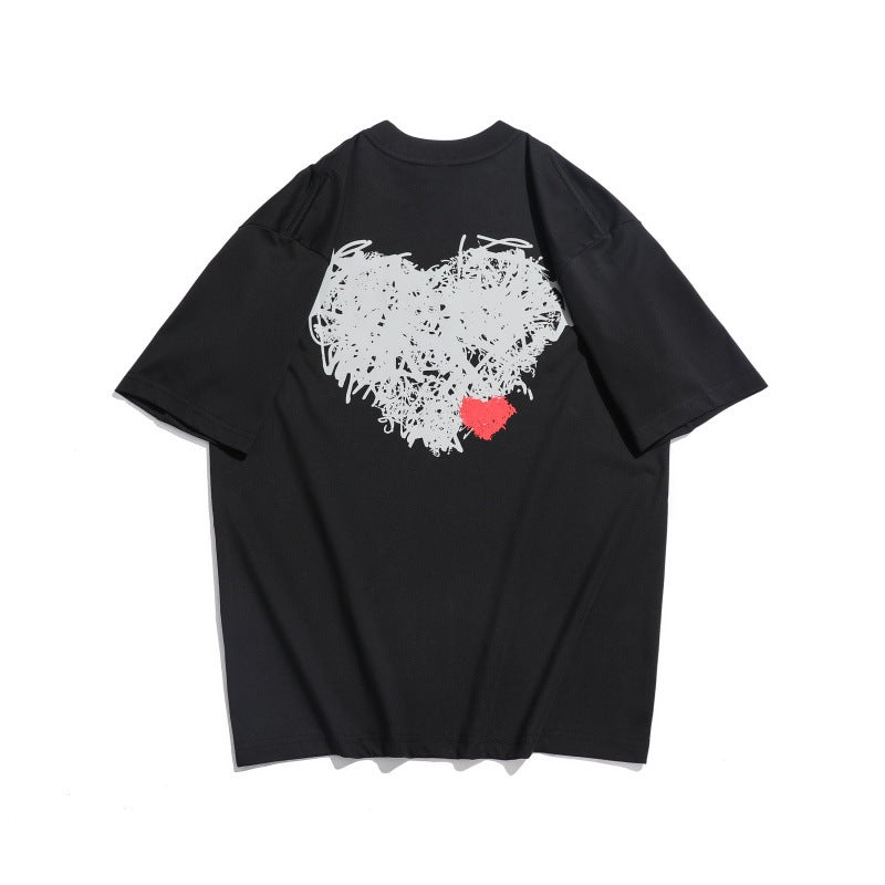 Harajuku Style Loose Fit Printed Round Neck T-Shirt