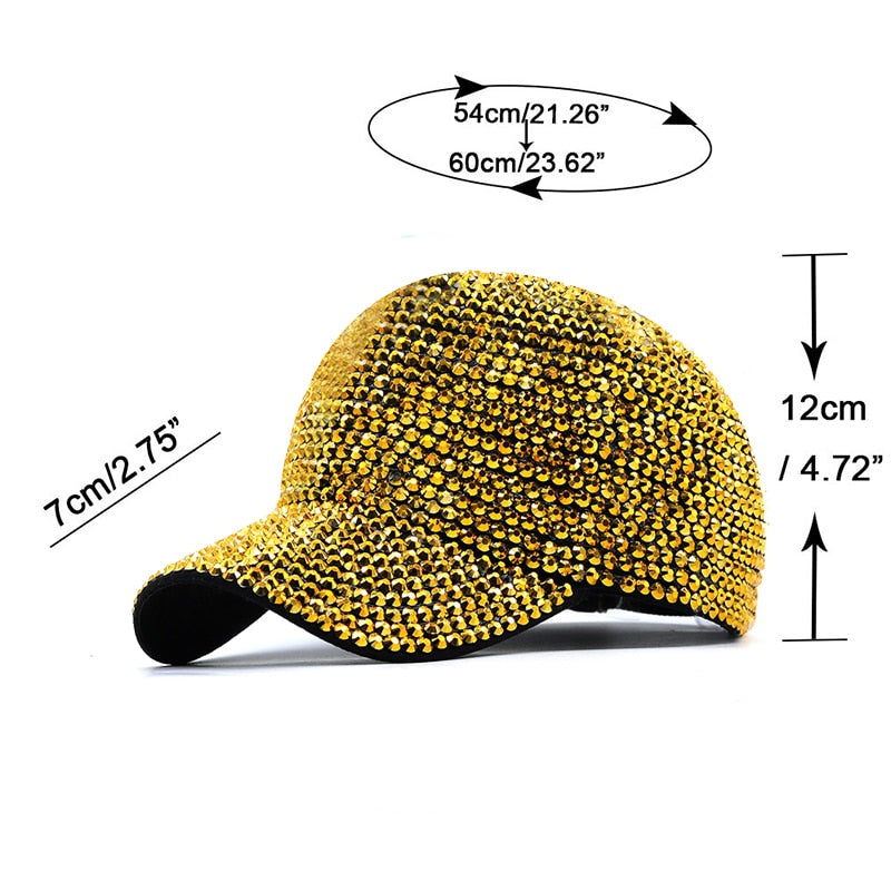 Harajuku Style Luxury Sequined Baseball Cap for Women