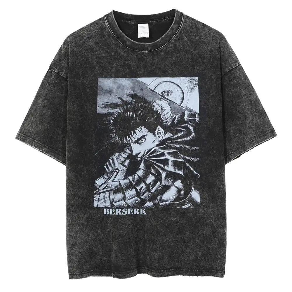 Men's Washed Black Hip Hop Streetwear T-Shirt