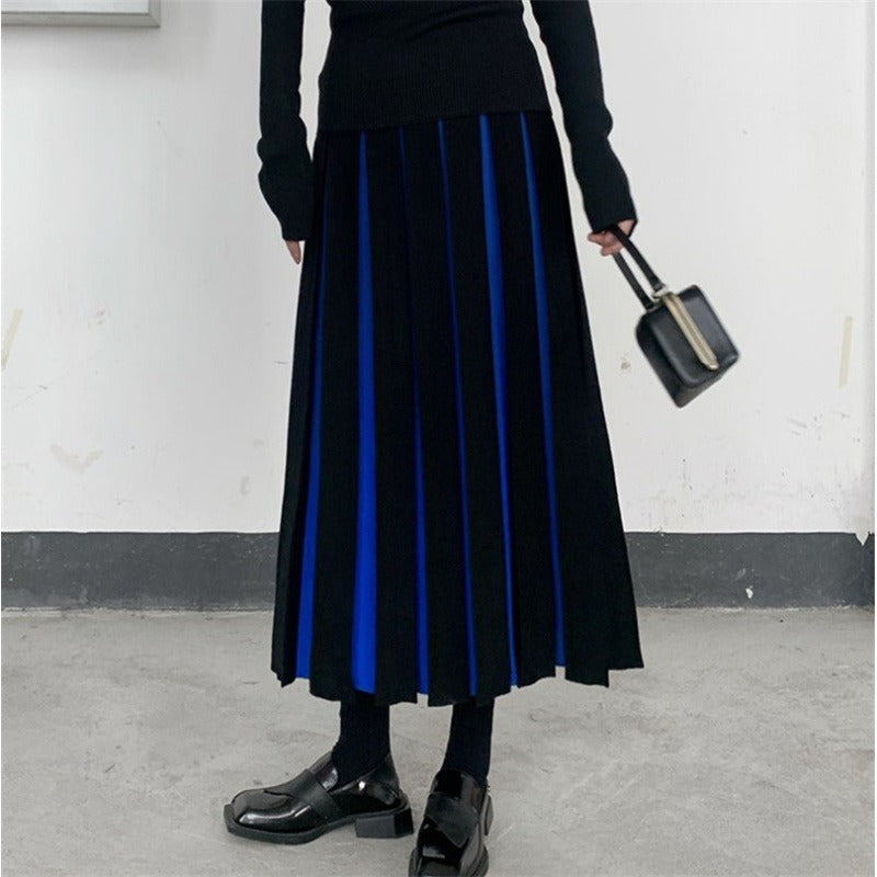Harajuku Style Casual Hit Color Knitted A-Line Skirt
