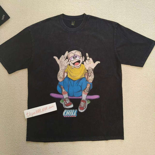 Men's Retro Cartoon Print Loose Fit T-Shirt