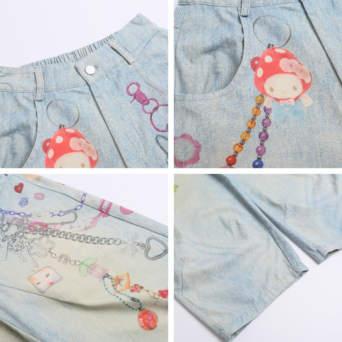 Playful Washed Chain Printed Jeans