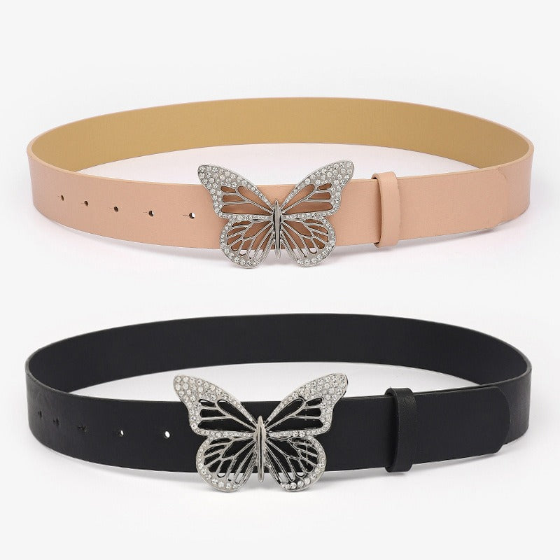 Harajuku Butterfly Water Diamond Buckle Belt