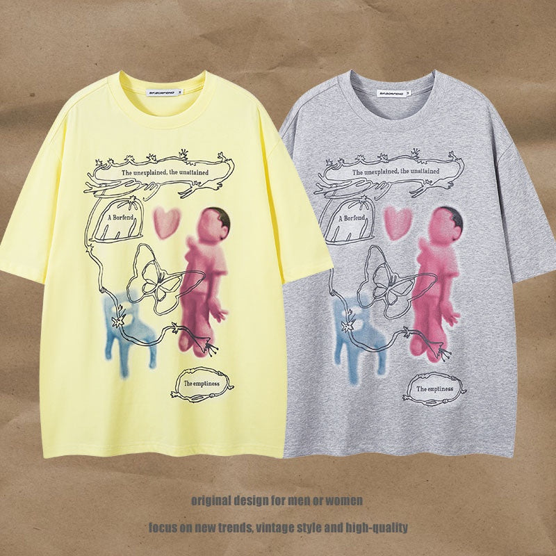 Playful Harajuku-Style Printed Unisex T-Shirt