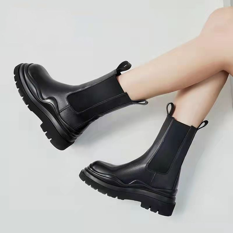 Women’s Chunky Heel Mid Calf Chelsea Boots