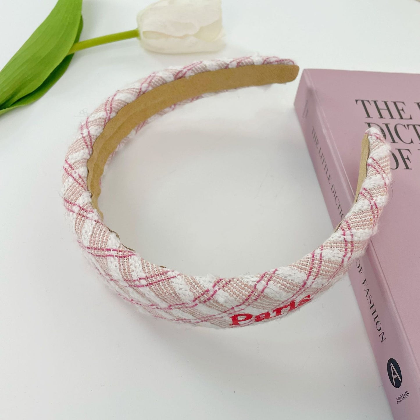 Korean Cute Flower Plaid Plush Hair Hoop