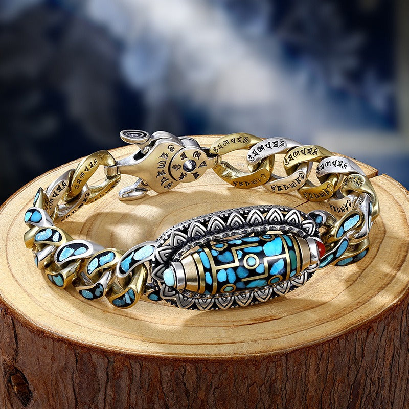 Turquoise Nine-eyed Dzi Bead Bracelet - Harajuku Style