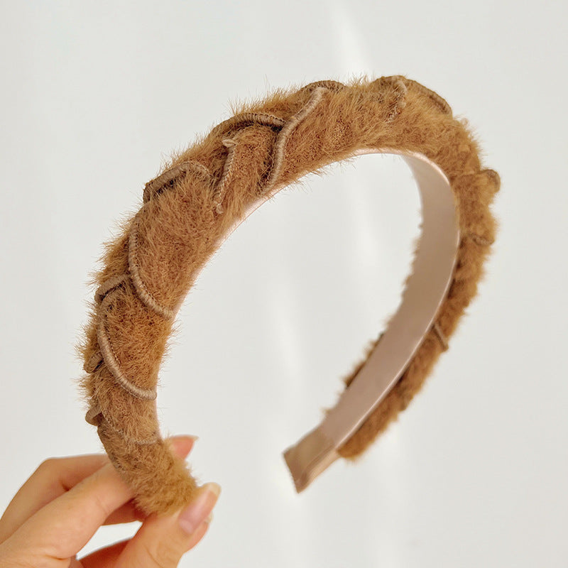 Stylish Hairband Mink Hair Braided Headband F010