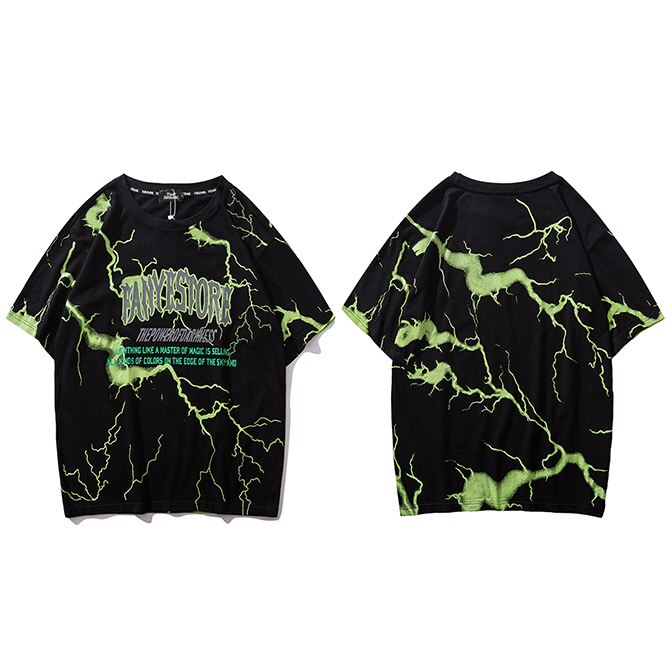 Men's Dark Lightning Hip Hop T-Shirt - Harajuku Streetwear