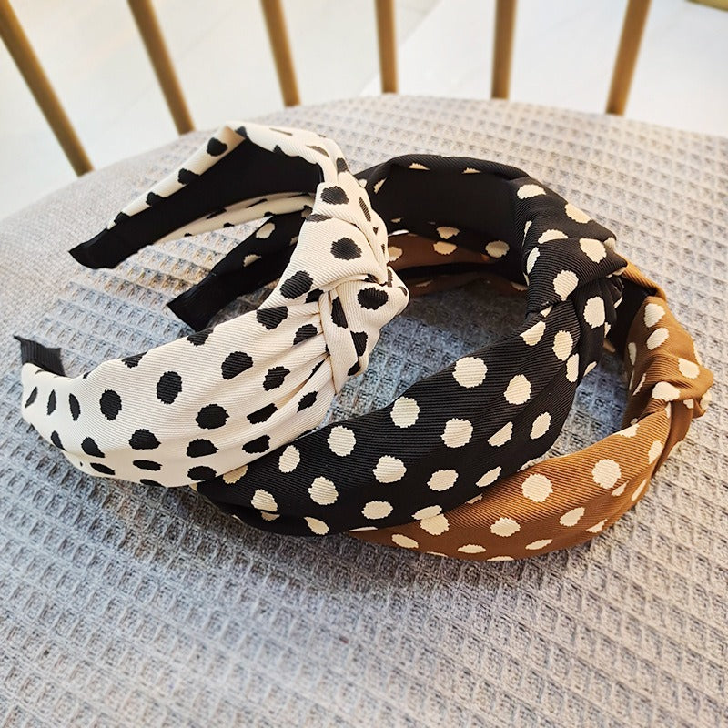 High-End Wide-Brimmed Polka Dot Face Wash Headband