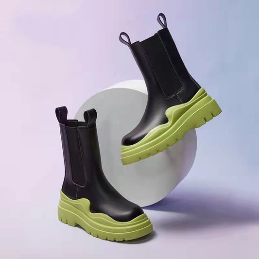 Women’s Chunky Heel Mid Calf Chelsea Boots