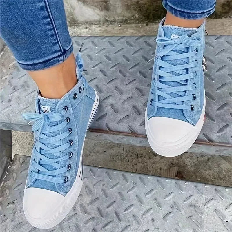Harajuku High Top Lace-Up Denim Shoes