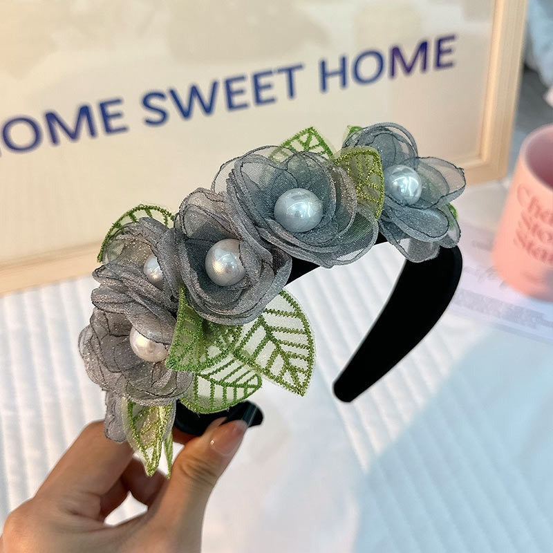 Fashionable Fabric Flower Pearl Headband