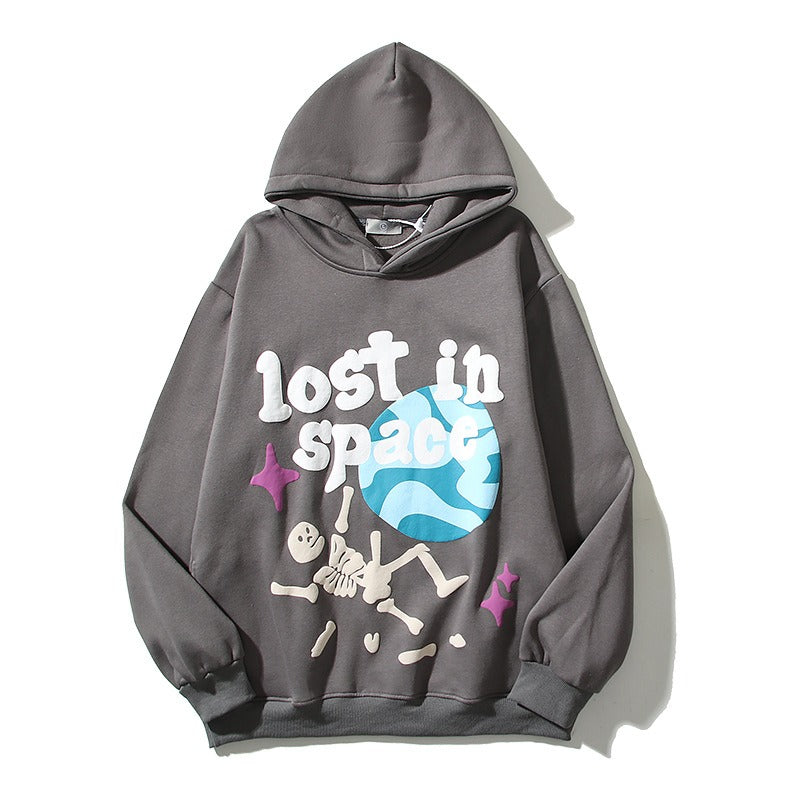 Harajuku Style Retro Graffiti Foam Letter Printing Hoodie