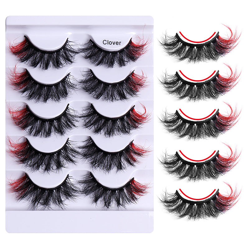 5 Pairs of Playful Colorful False Eyelashes - Multi Layered Mink-like