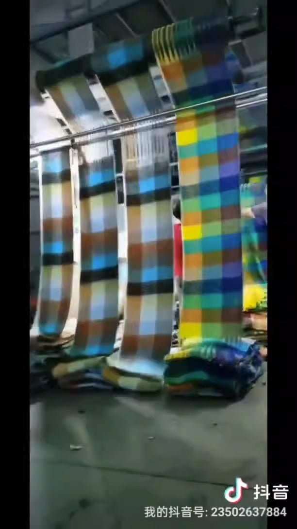 Rainbow Plaid Tassel Scarf for Autumn & Winter