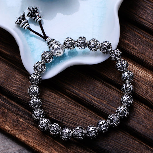 Buddha Mantra Bracelet - Solid 999 Fine Silver Charm