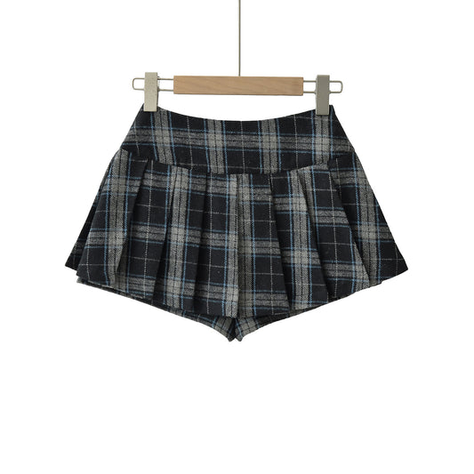 High Waisted Plaid A-Line Skirt