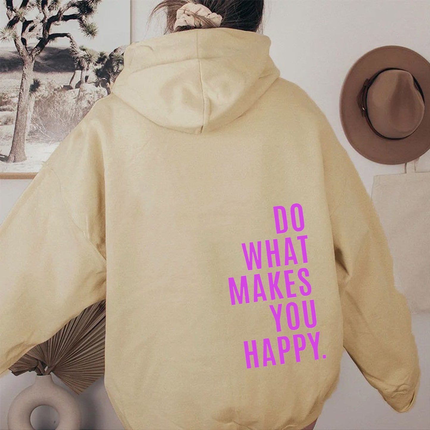 Do What Makes You Happy Dropped Shoulder Hoodie