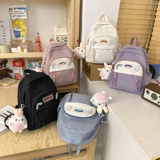 Harajuku Style Contrast Color Backpack for Students