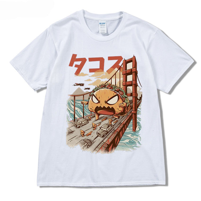Harajuku Style Playful Rice Roll Graphic Tee for Men