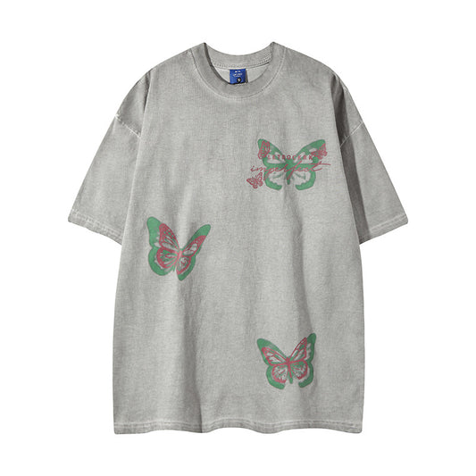 Harajuku Style Fluorescent Butterfly Crew Neck T-Shirt
