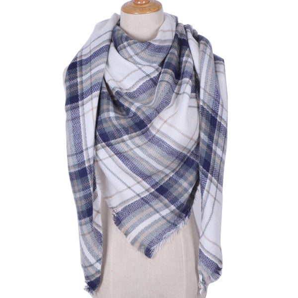Harajuku Style Winter Triangle Scarf - Cashmere Plaid Shawl