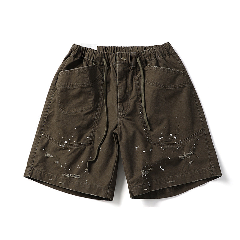 Harajuku Style Distressed Casual Workwear Shorts for Men