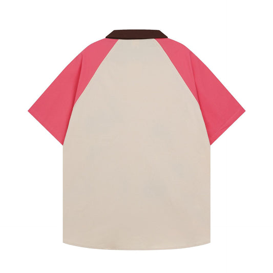 Retro Fun Dog Embroidery Short Sleeve Shirt