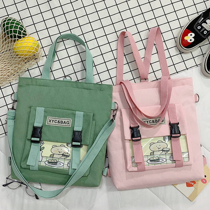 Harajuku Style Transparent Canvas Messenger Bag