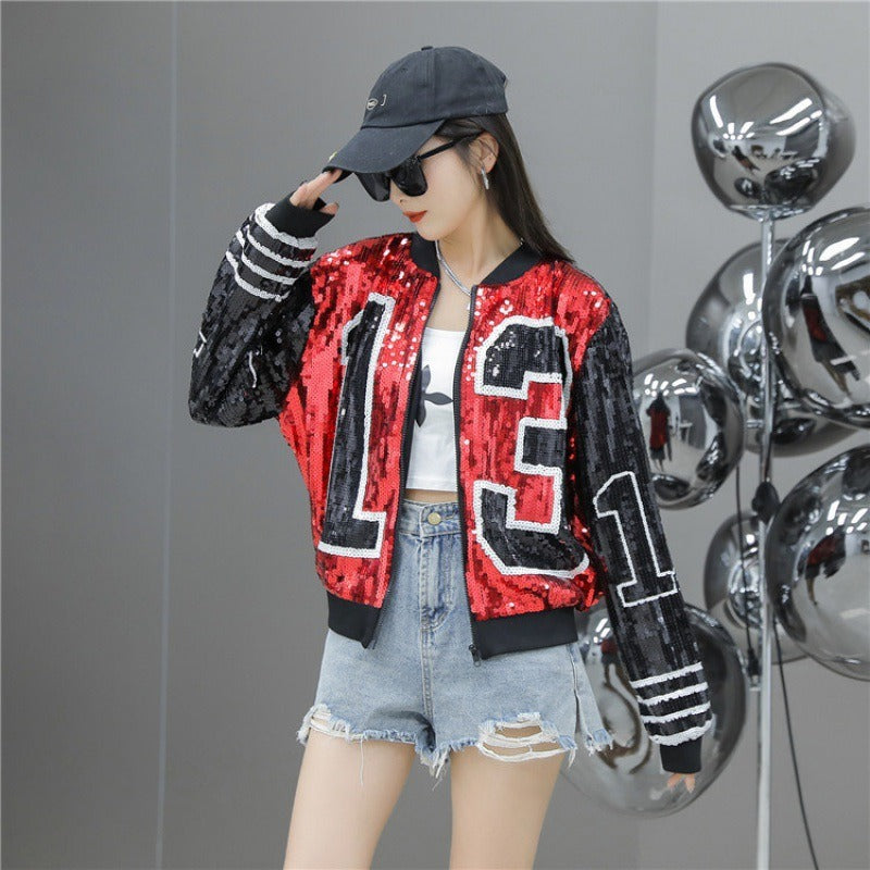Harajuku Sequin Baseball Jacket