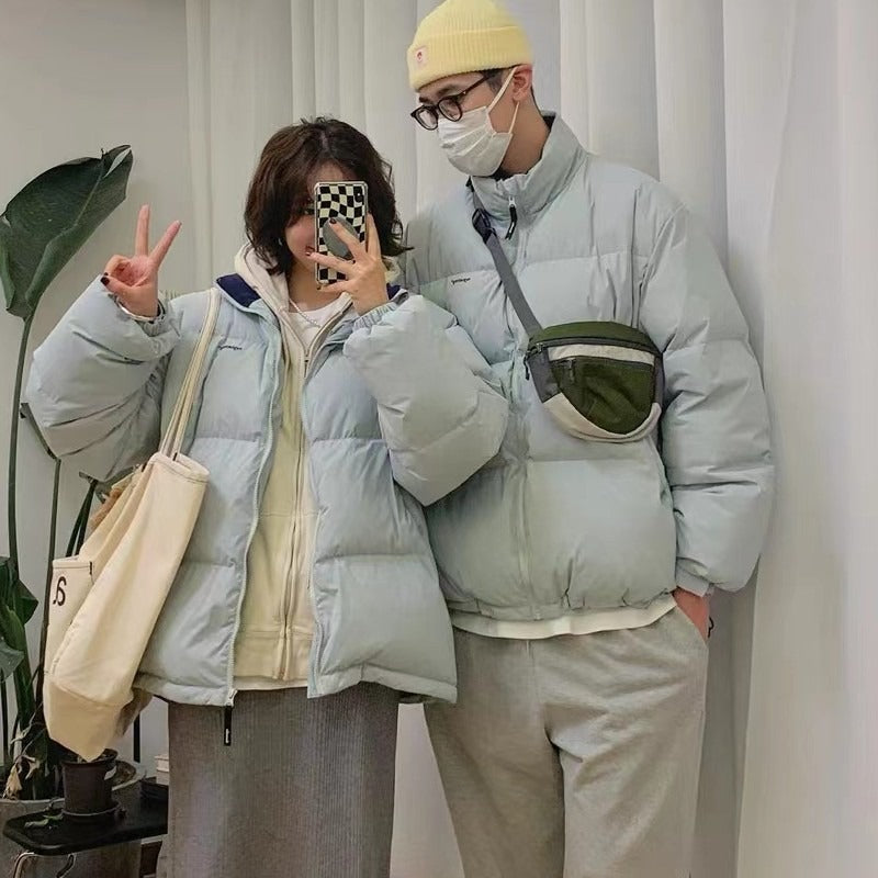Trendy Green Down Cotton Jacket for Women - Harajuku Style
