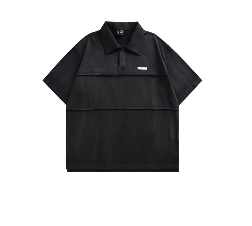 Hairy Edge Patchwork Polo Shirt