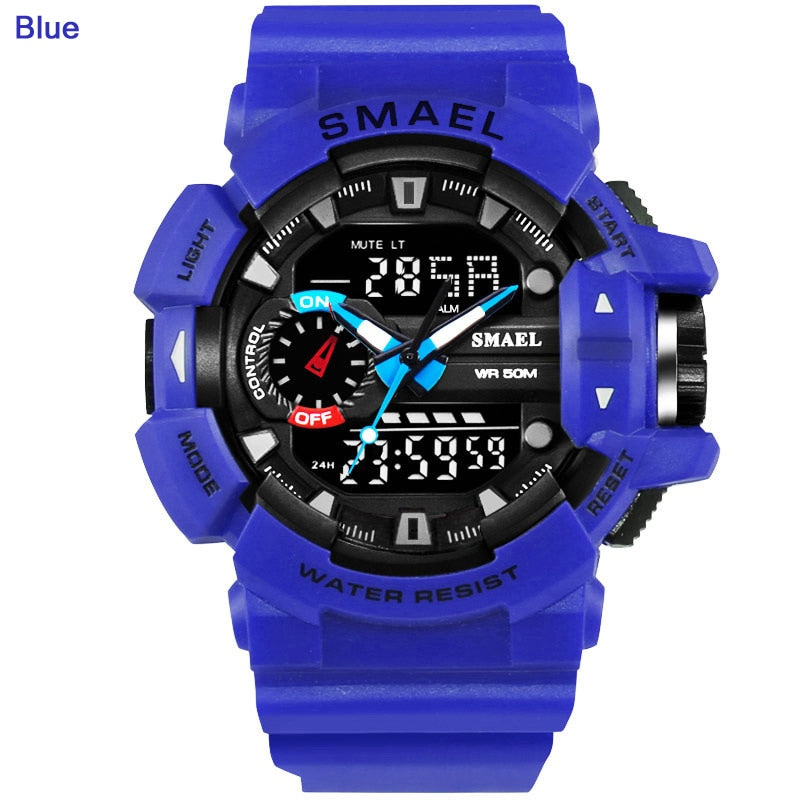 Men's Military Sports Watch - Dual Display Waterproof LED