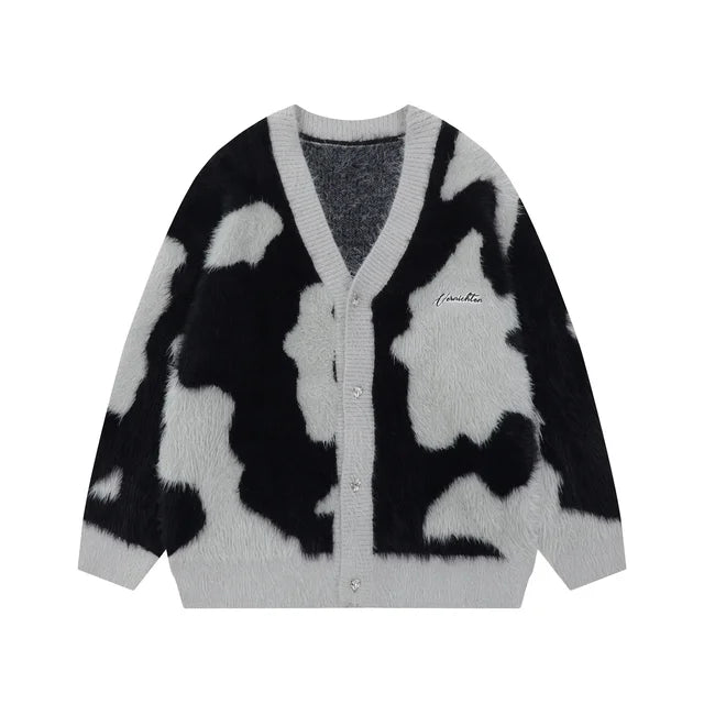 Deeptown Y2K Harajuku Pink Knitted Cardigan