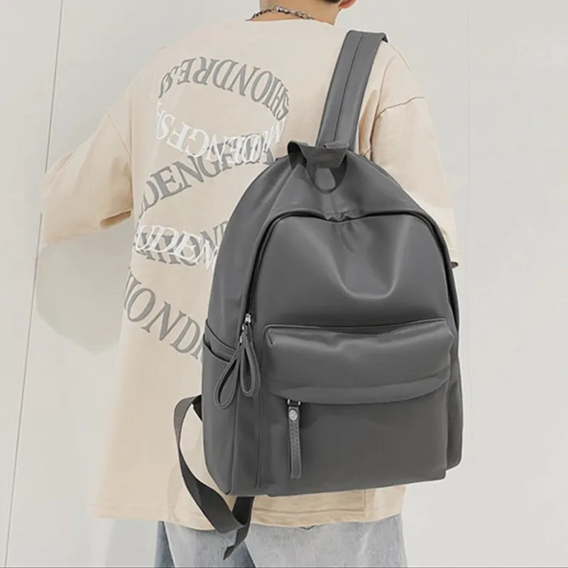 Harajuku PU Leather Zip Backpack