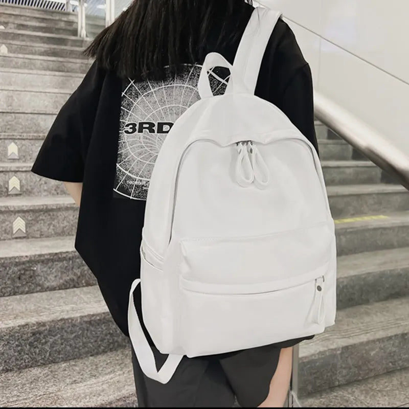 Harajuku PU Leather Zip Backpack