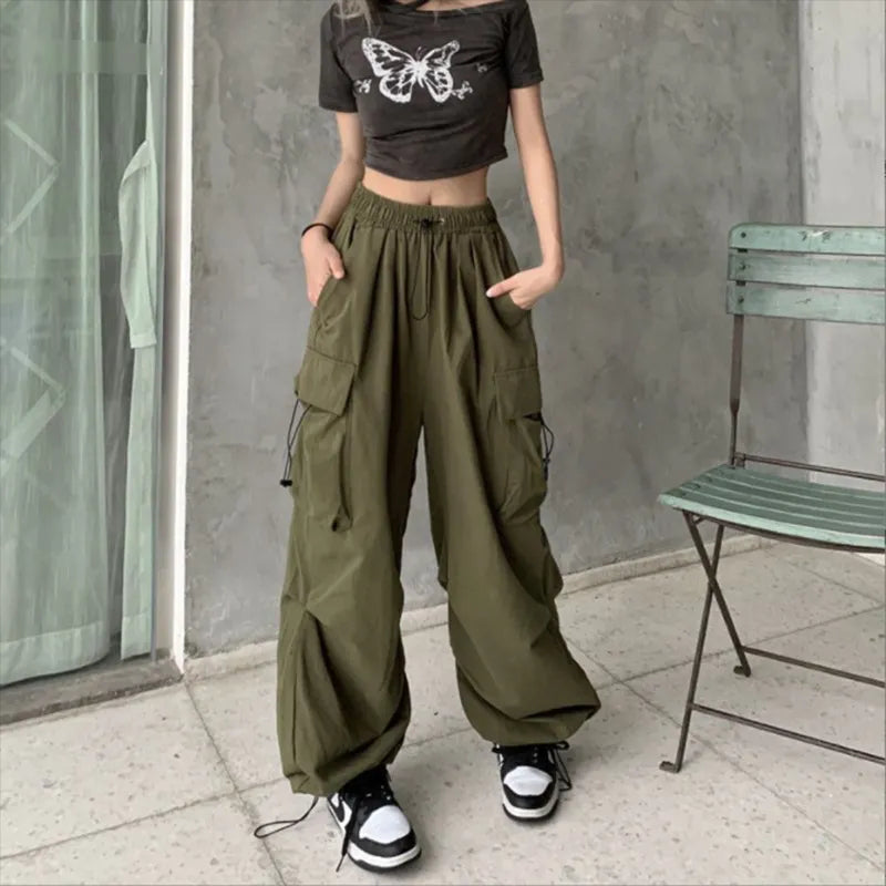 Korean Harajuku Baggy Parachute Pants for Street Style