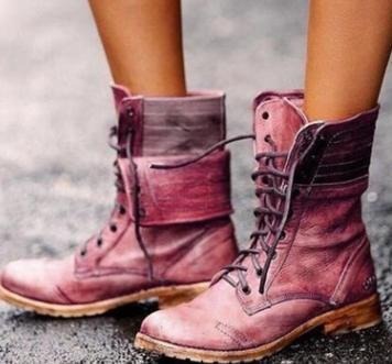 Retro Women's Leather Lace-Up Knight Boots