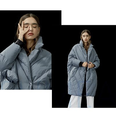 Harajuku Style Oversized Long Down Jacket for Women