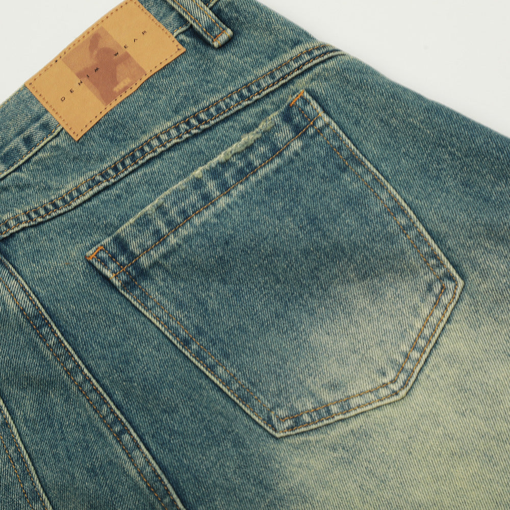 Punk Washed Denim Scissors Pants - Harajuku Style