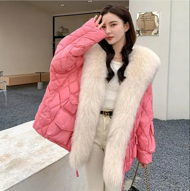 Oversized Fluffy Faux Fur Winter Duck Down Jacket