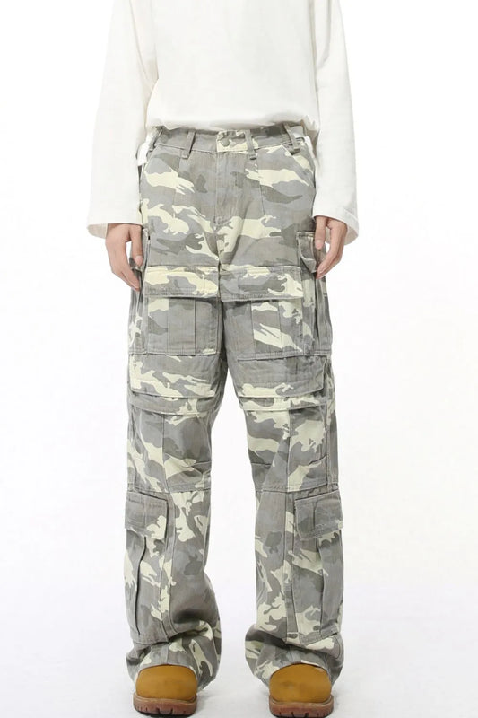 Men's Camo Straight Cargo Jeans - Harajuku Street Style